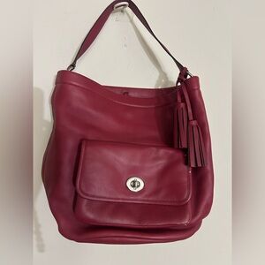 Coach Deep Red Leather Fringe Shoulder Bag